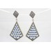 Dangle Earrings Marcasite & Blue Zircon Stone Women's Sterling Silver 925 A726